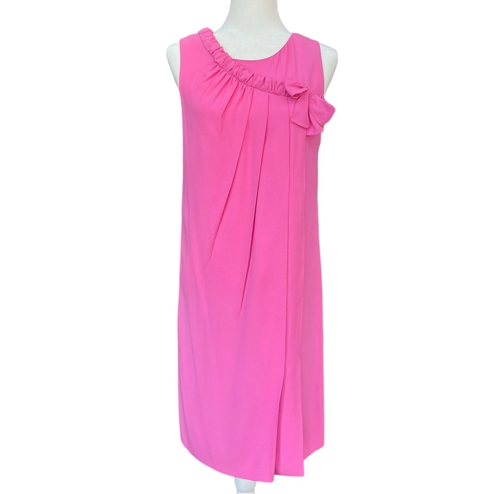 PRADA Rare Authentic Bubblegum Pink Dress with bow and ruffle detail, si…